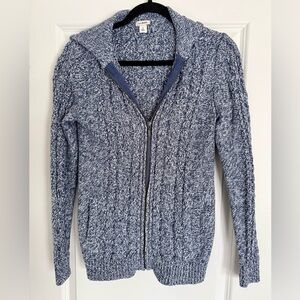 L.L.Bean Zip-Front Cable Knit Hoodie (Women’s) Size Small